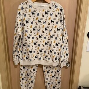 Cat Print Matching Sweatshirt and Sweatpants Set
